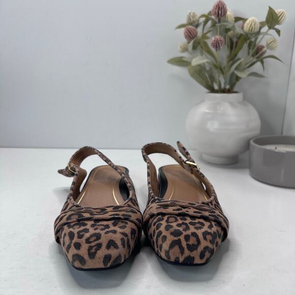 Vionic Lynda Leopard Print Square Toe Slingback Flats Tan/Black Women's 6M - Picture 3 of 9